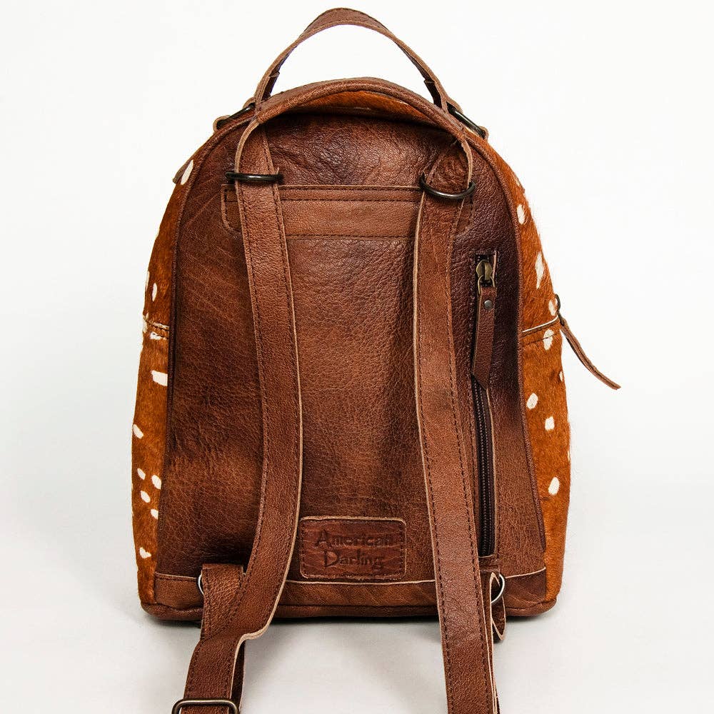 LS Western - ADBGS156 Printed Cowhide Leather Backpack with Tooled Floral Pocket - Western Wild Style - ADBGS156AF