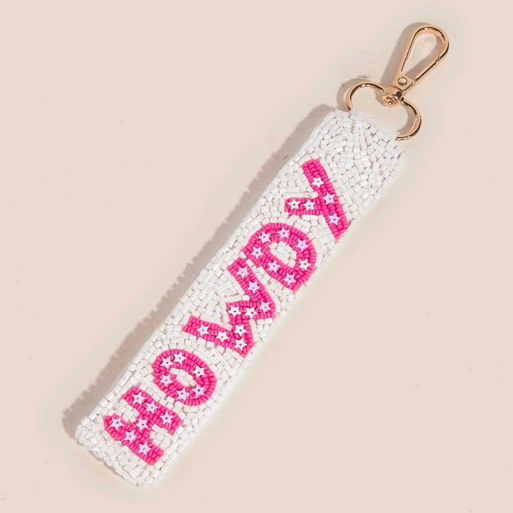 Western Howdy And Stars Beaded Keychain - MULTI