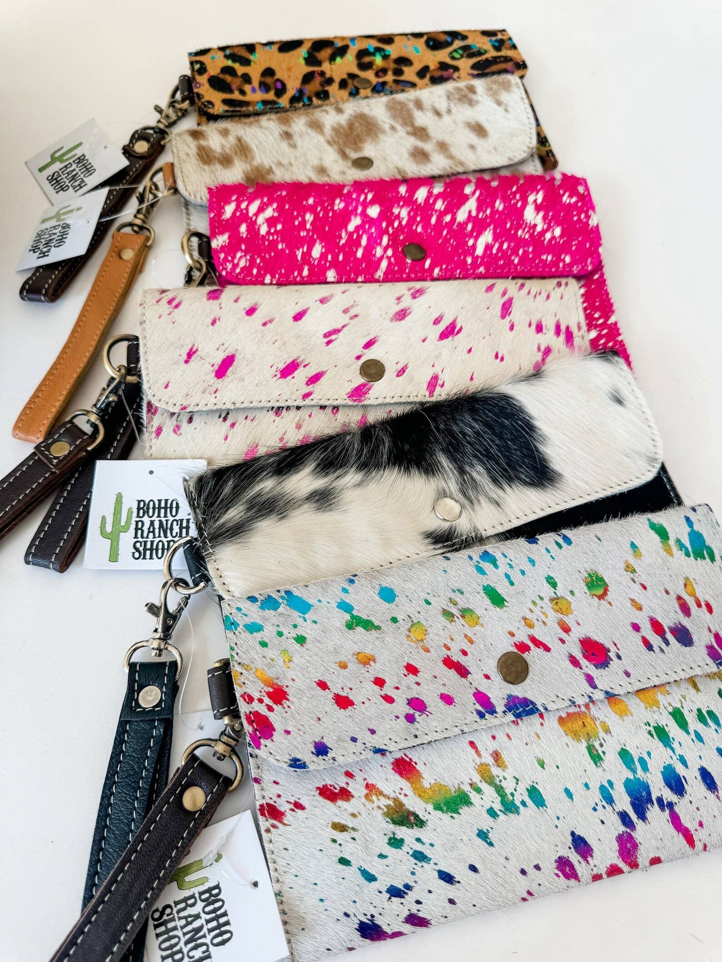 Boho Ranch Shop - Cowhide Wristlet Wallet Western Genuine HairOn Cowhide Bag - ZEBRA