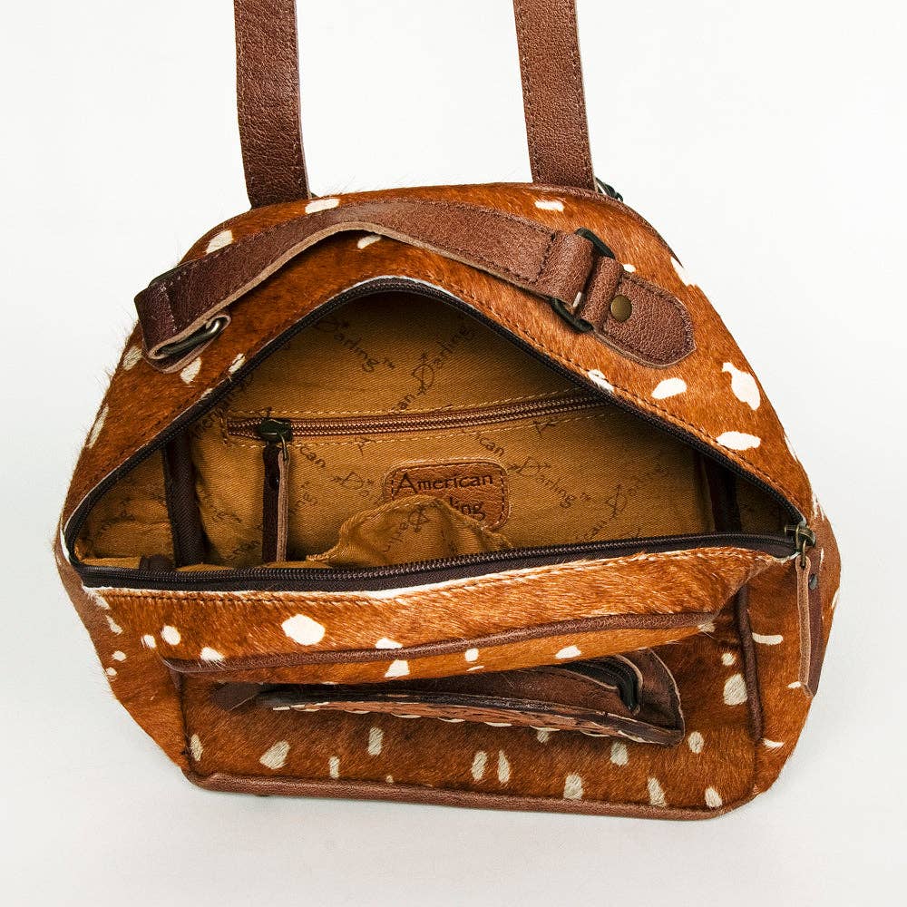 LS Western - ADBGS156 Printed Cowhide Leather Backpack with Tooled Floral Pocket - Western Wild Style - ADBGS156AF
