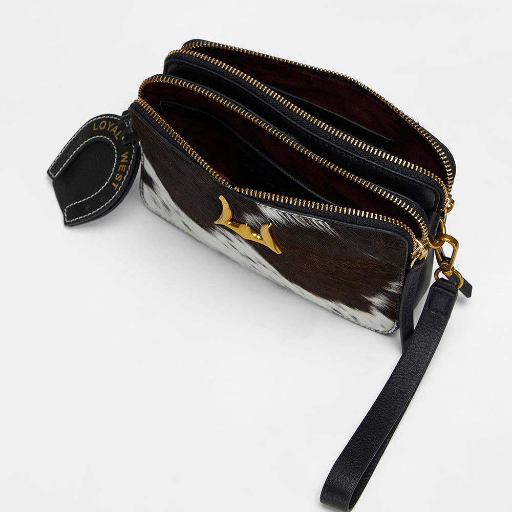 Myra Bag - Loyal West Shell Mini Purse In Black & White Cowhide - Single