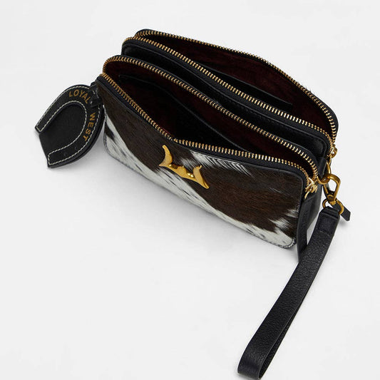 Myra Bag - Loyal West Shell Mini Purse In Black & White Cowhide - Single