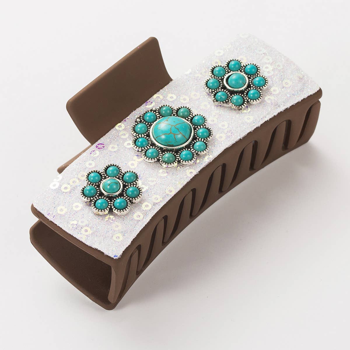 ACCITY - Antique Silver Turquoise Western Hair Claw_CWAHA1766 - White / (OS) 2