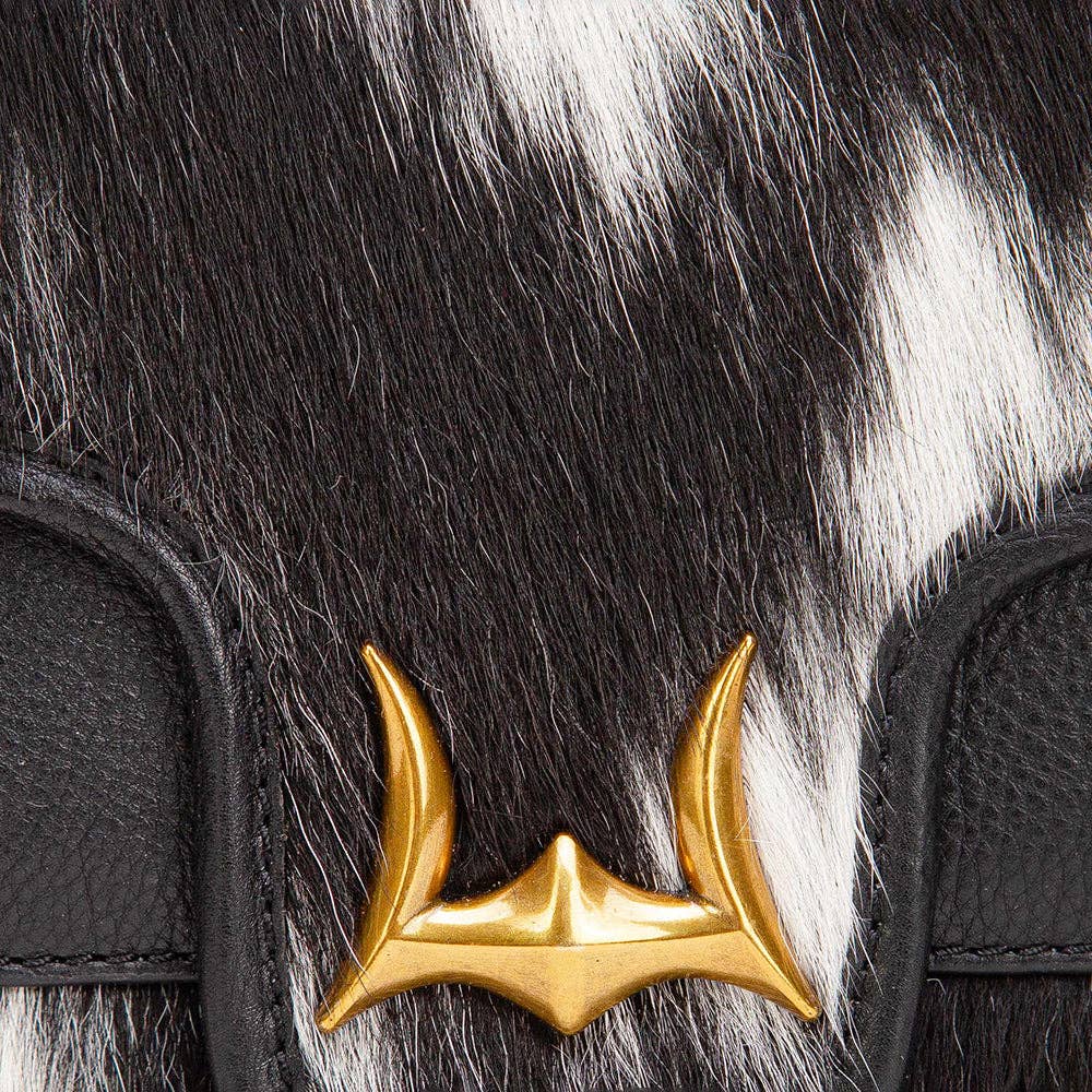 Myra Bag - Loyal West Shell Medium Purse Black And White - Black And White Cowhide And Calfskin / Single
