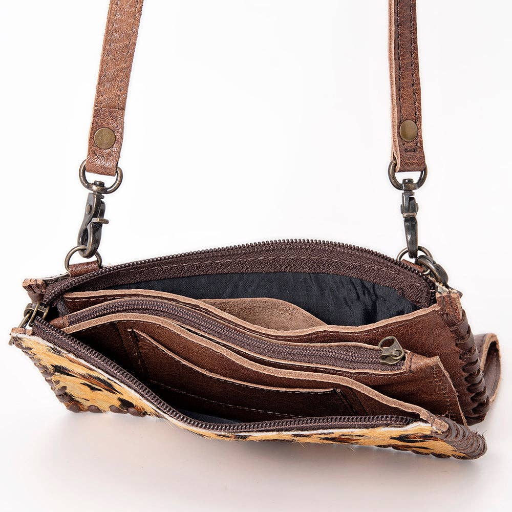 American Darling Handcrafted Braided Hair-On Cowhide Crossbody Bag - ADBG535CHEGO