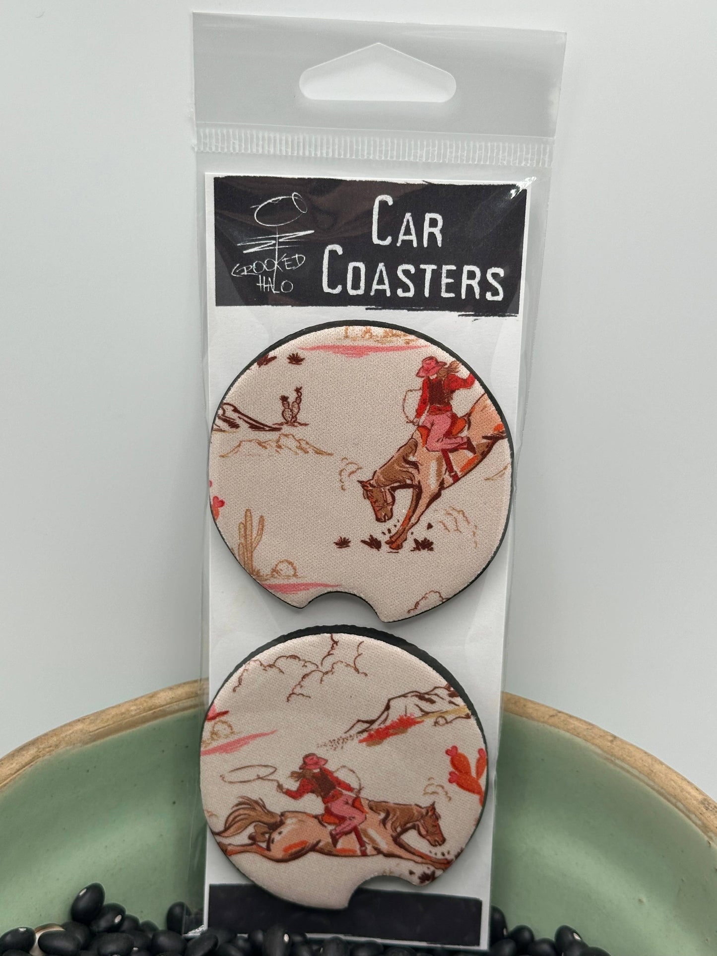 Crooked Halo - Cowgirl Set of 2 Neoprene Car Coasters