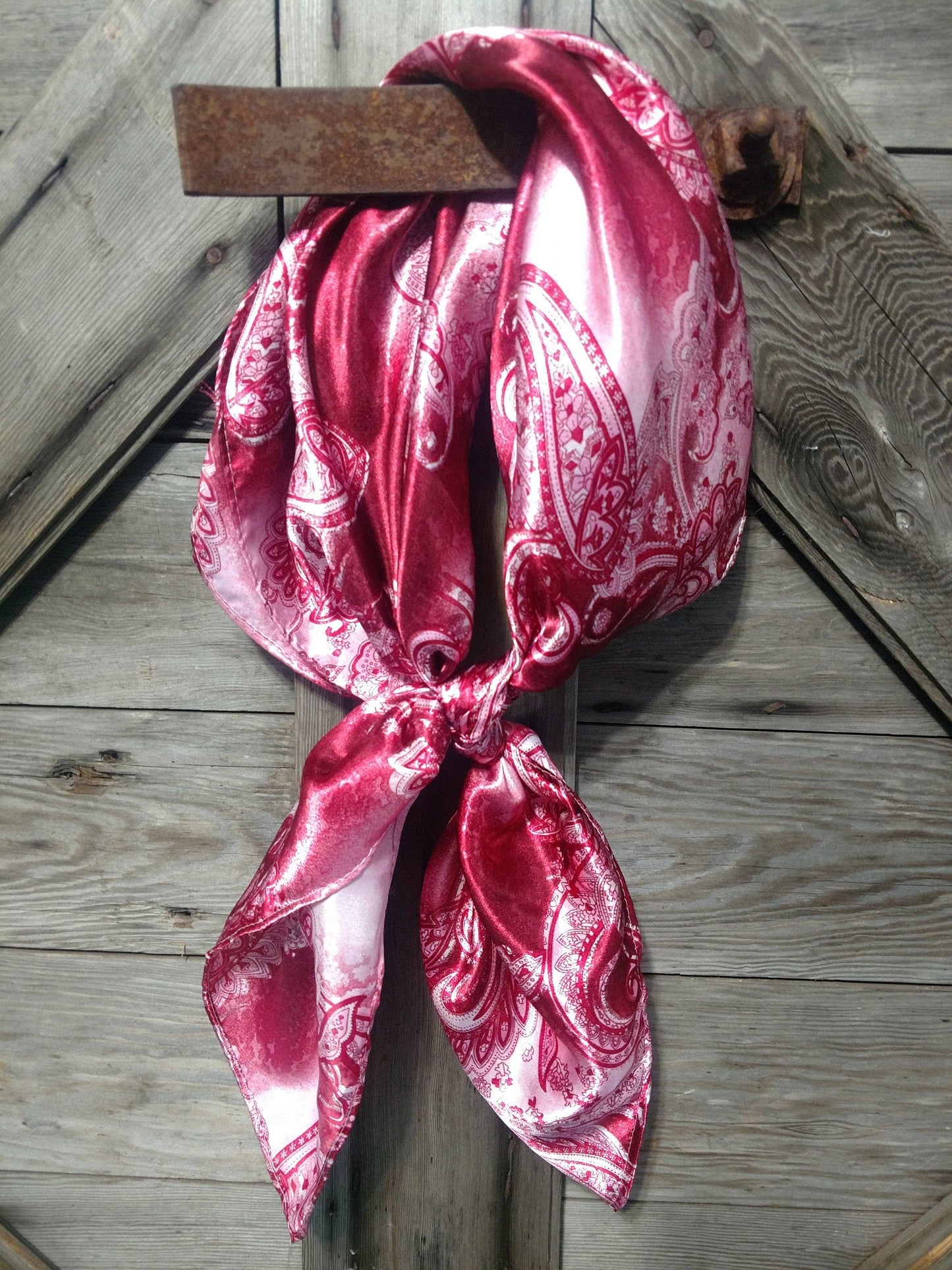 Double B Wild Rags - Wild Rag Red and White Paisley Cowboy Western Neck Scarf Bandanna by Double B Wild Rags - 35"x35"