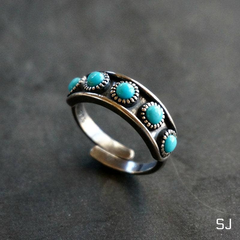 Sowell Jewelry - Hachi Turquoise Ring Band - Adjustable