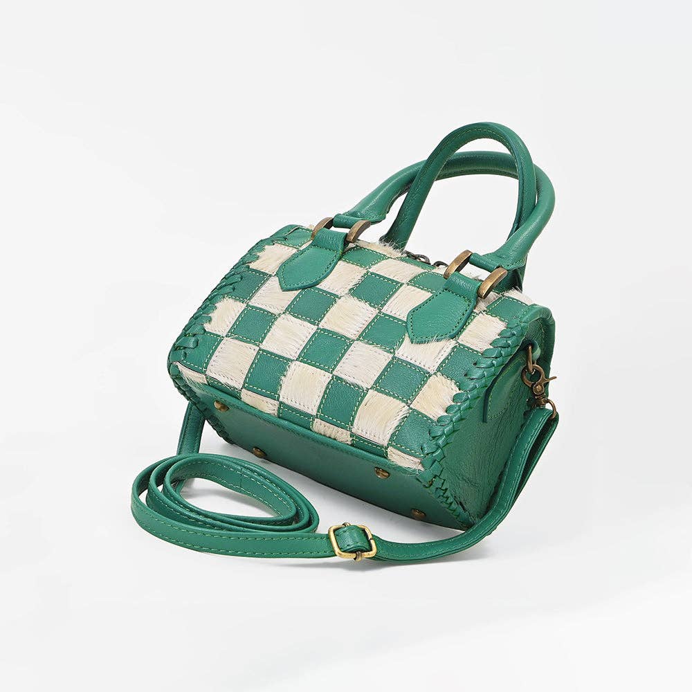 LS Western - ADBGM1087 American Darling Hair on Leather Woven Checkered Handbag