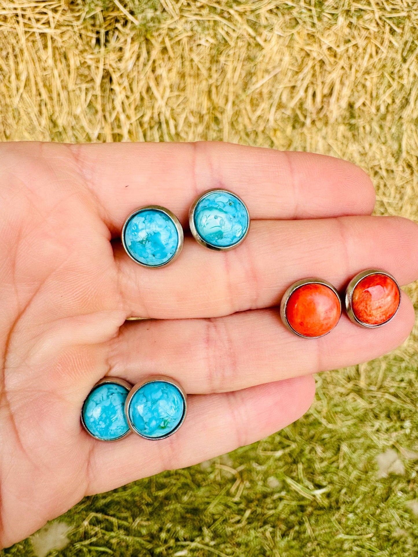 Genuine Turquoise Stud Earring stud - Kingman Turquoise