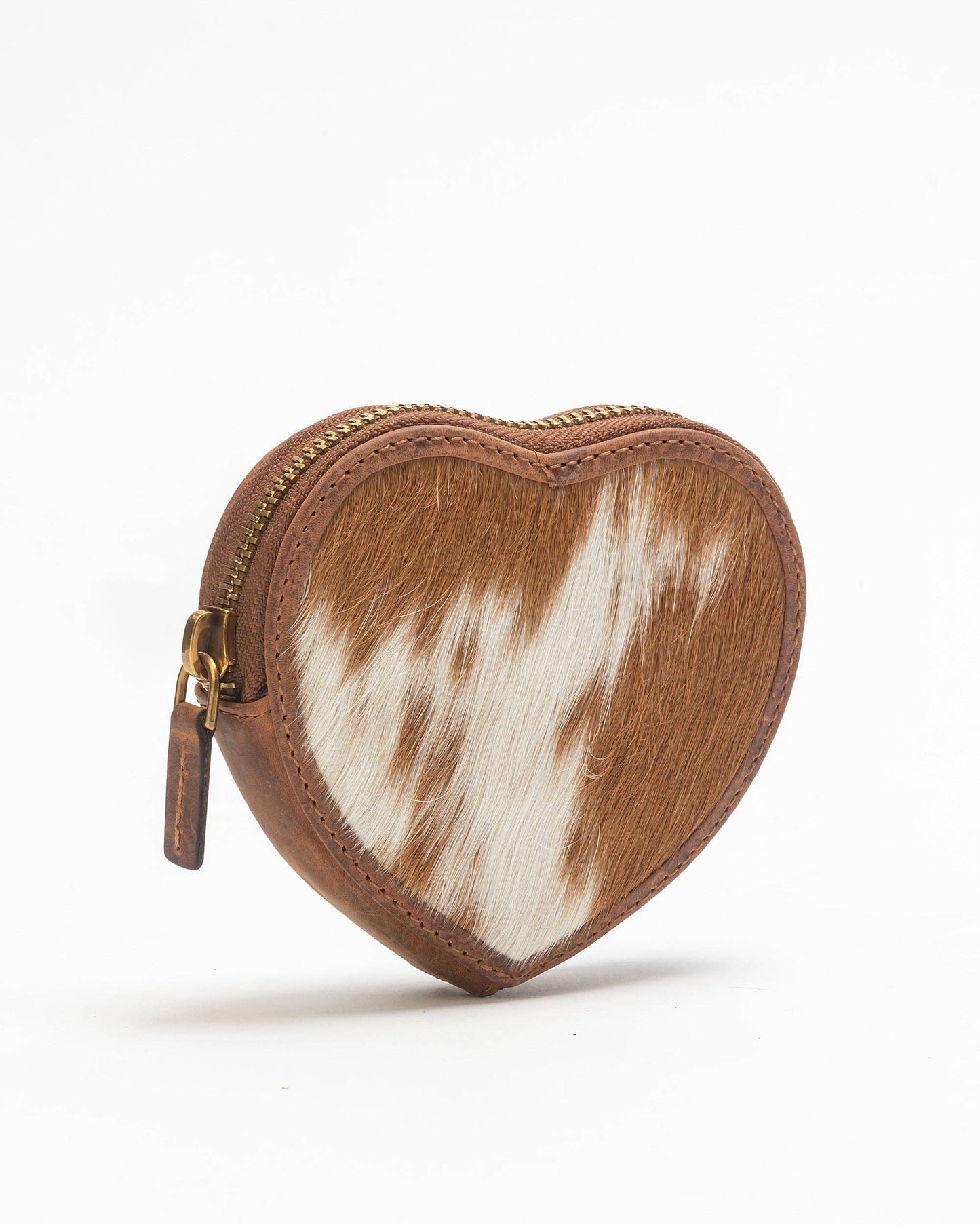 Myra Bag - Cupid Coin Pouch In Brown & White Cowhide