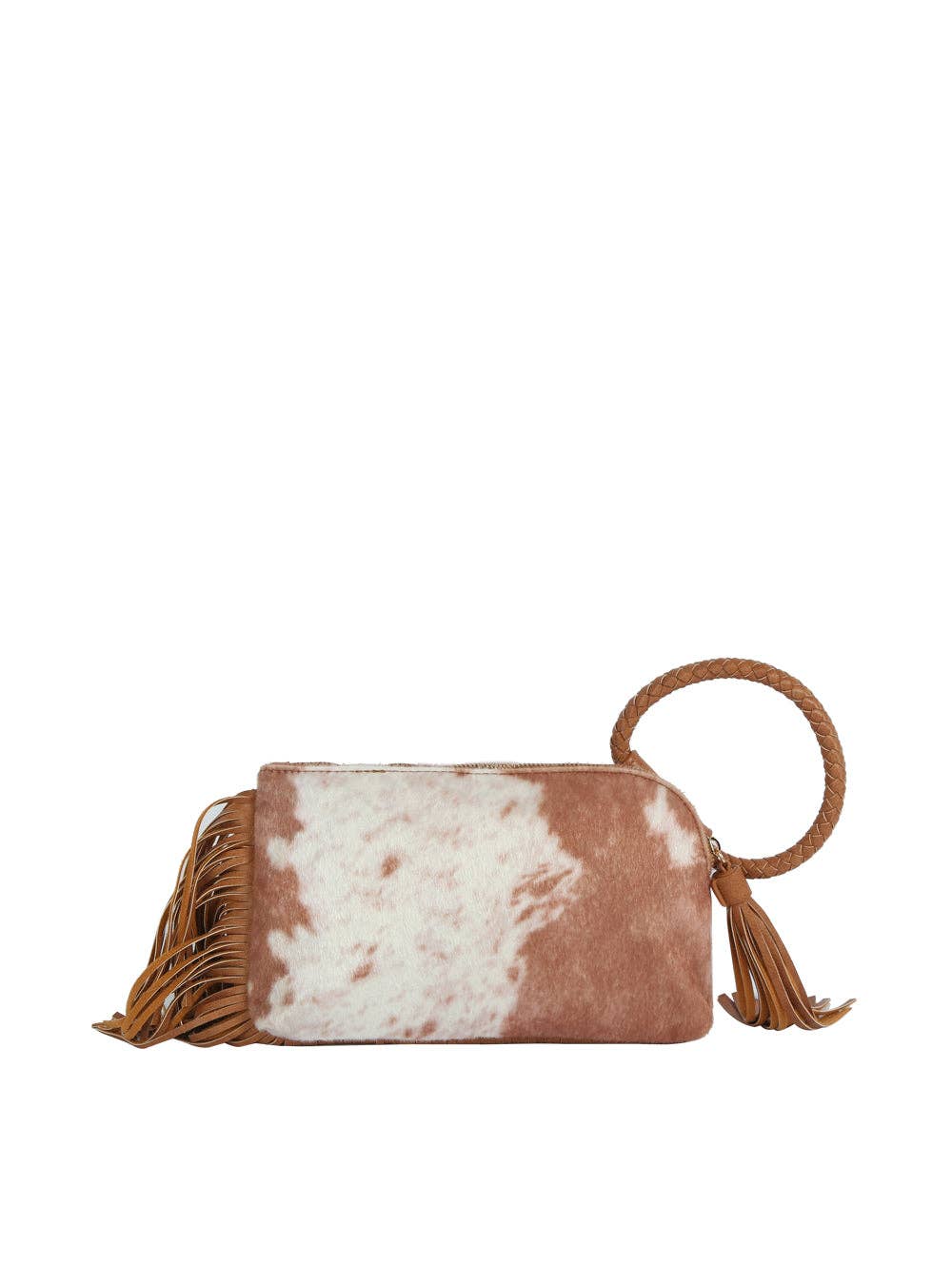Handbag Factory Corp - Western Fringe Cowhide Ring Clutch - Black
