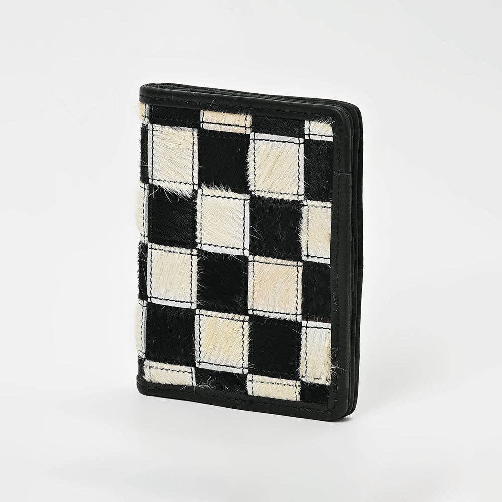 LS Western - ADBGM1095 American Darling Checkered Hair on Hide & Leather Bifold Wallet - ADBGM1095C
