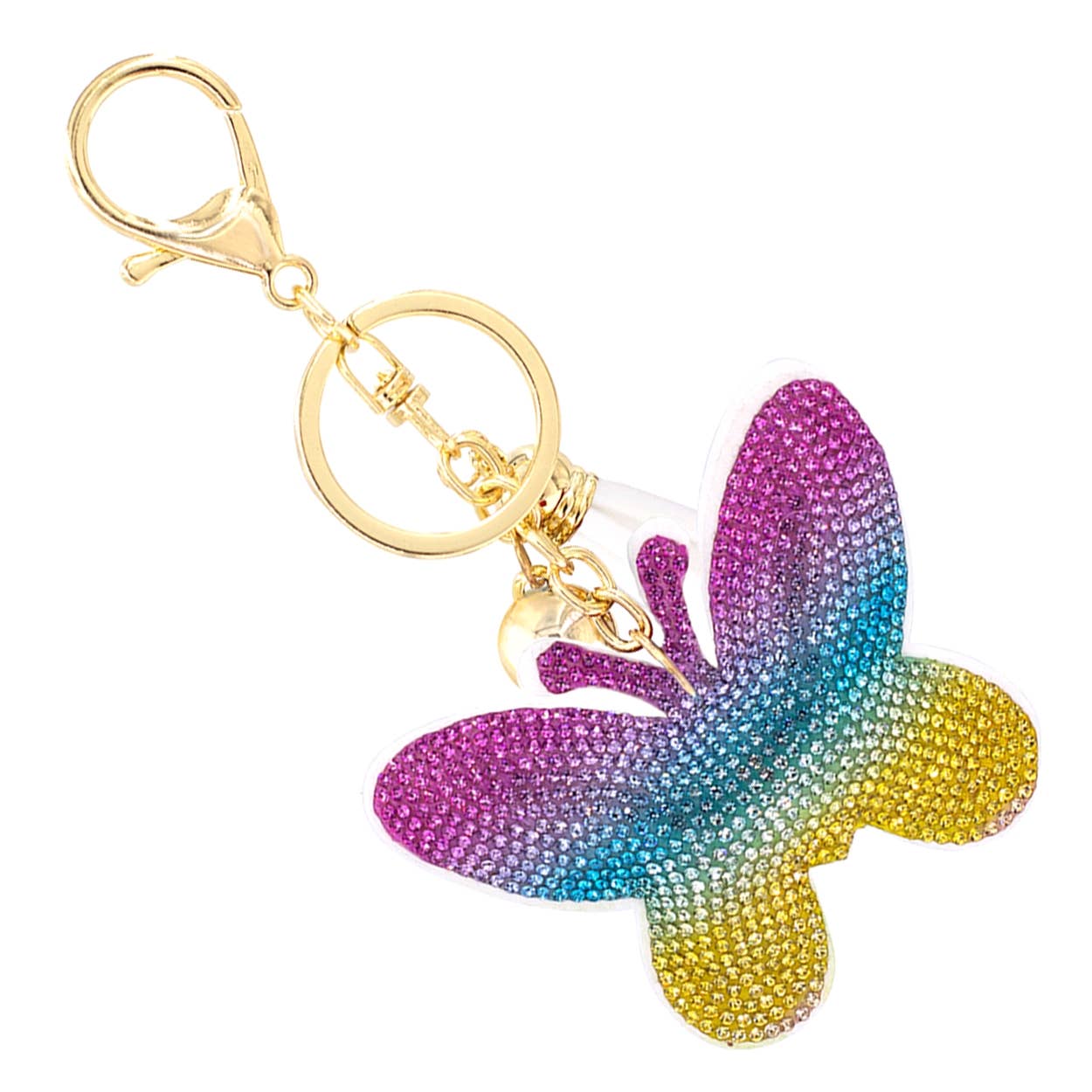 Suzie Q USA - Glittering Colorful Rhinestone Butterfly Keychain - Rose