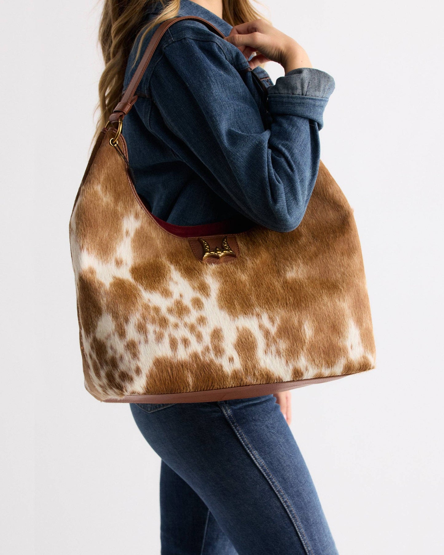 Loyal West - LW Large Purse - In Brown & White Cowhide & Calfskin - NaN / Nan / Brown & White Cowhide