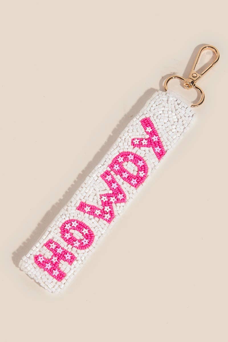 Western Howdy And Stars Beaded Keychain - MULTI