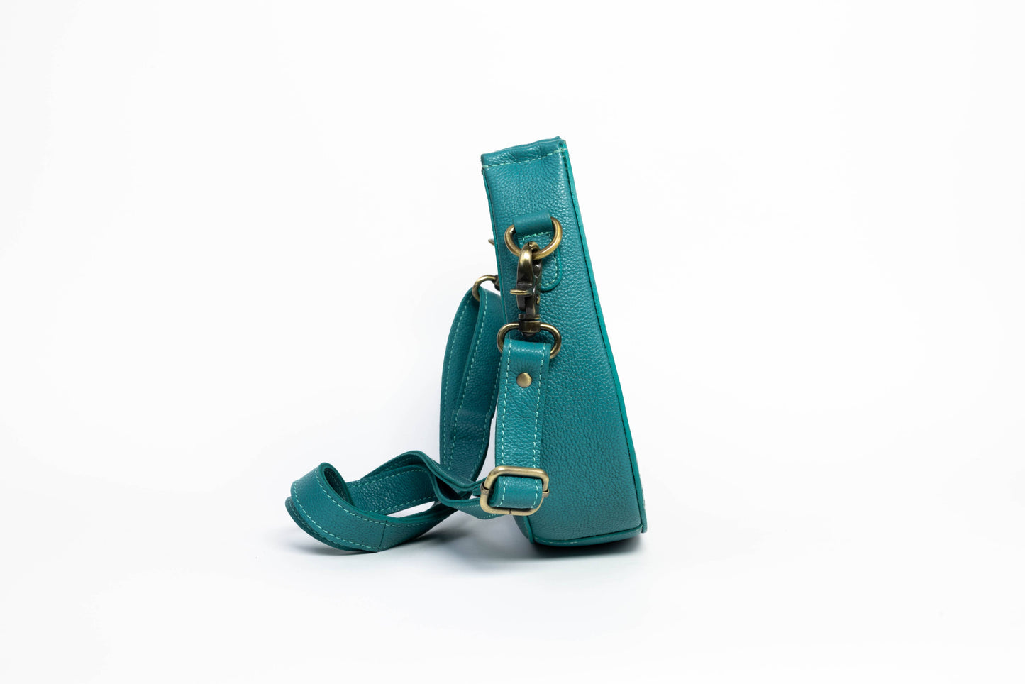 Turquoise Half-Moon Leather Shoulder Bag