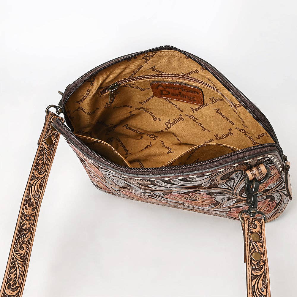 American Darling Hand Tooled Crossbody Bag | Sunflower Western Purse - ADBG1719A