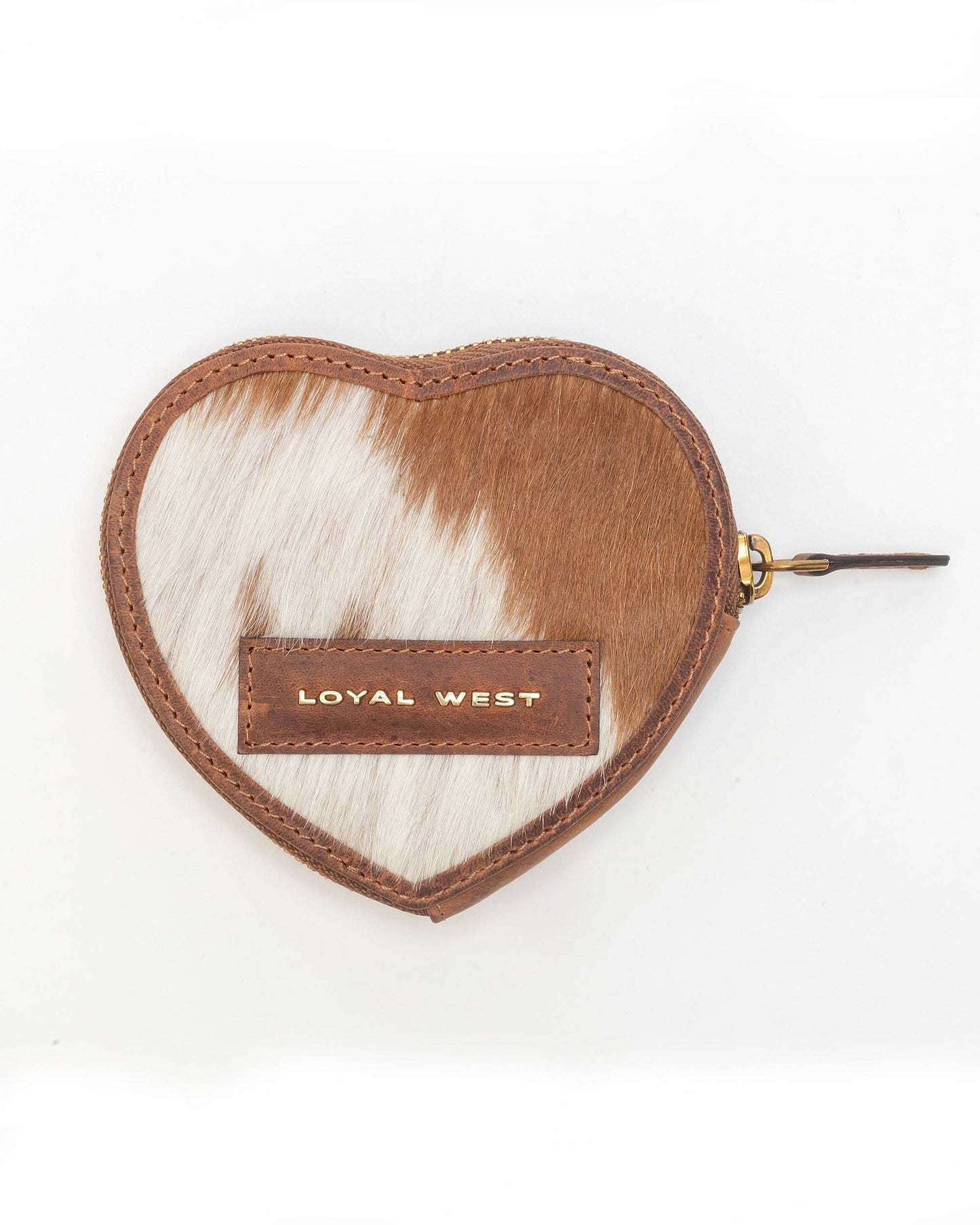 Myra Bag - Cupid Coin Pouch In Brown & White Cowhide
