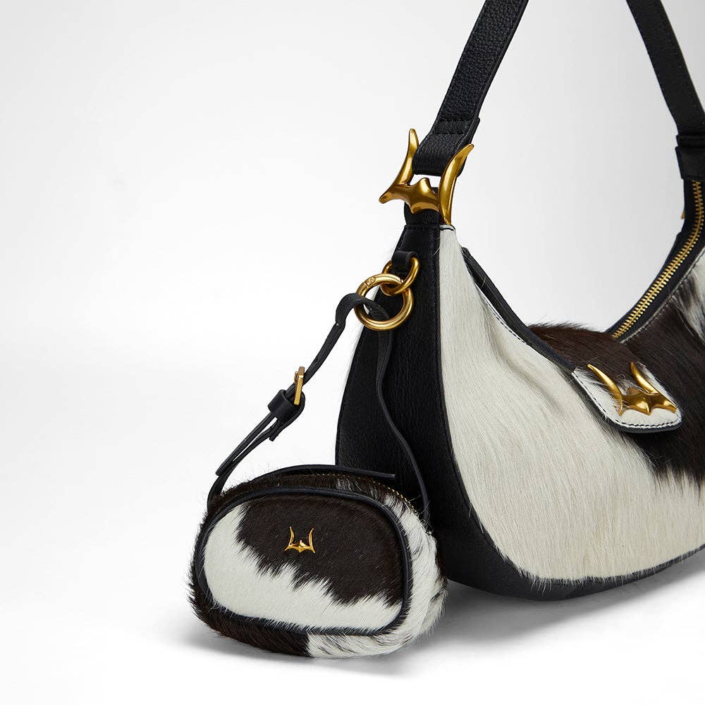 Myra Bag - Loyal West Sophia Micro Bag Charm In Black & White Cowhide - Single