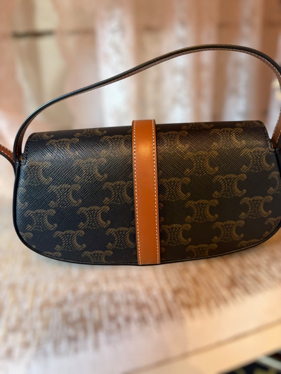 Celine Triomphe Canvas & Leather Clutch on Strap