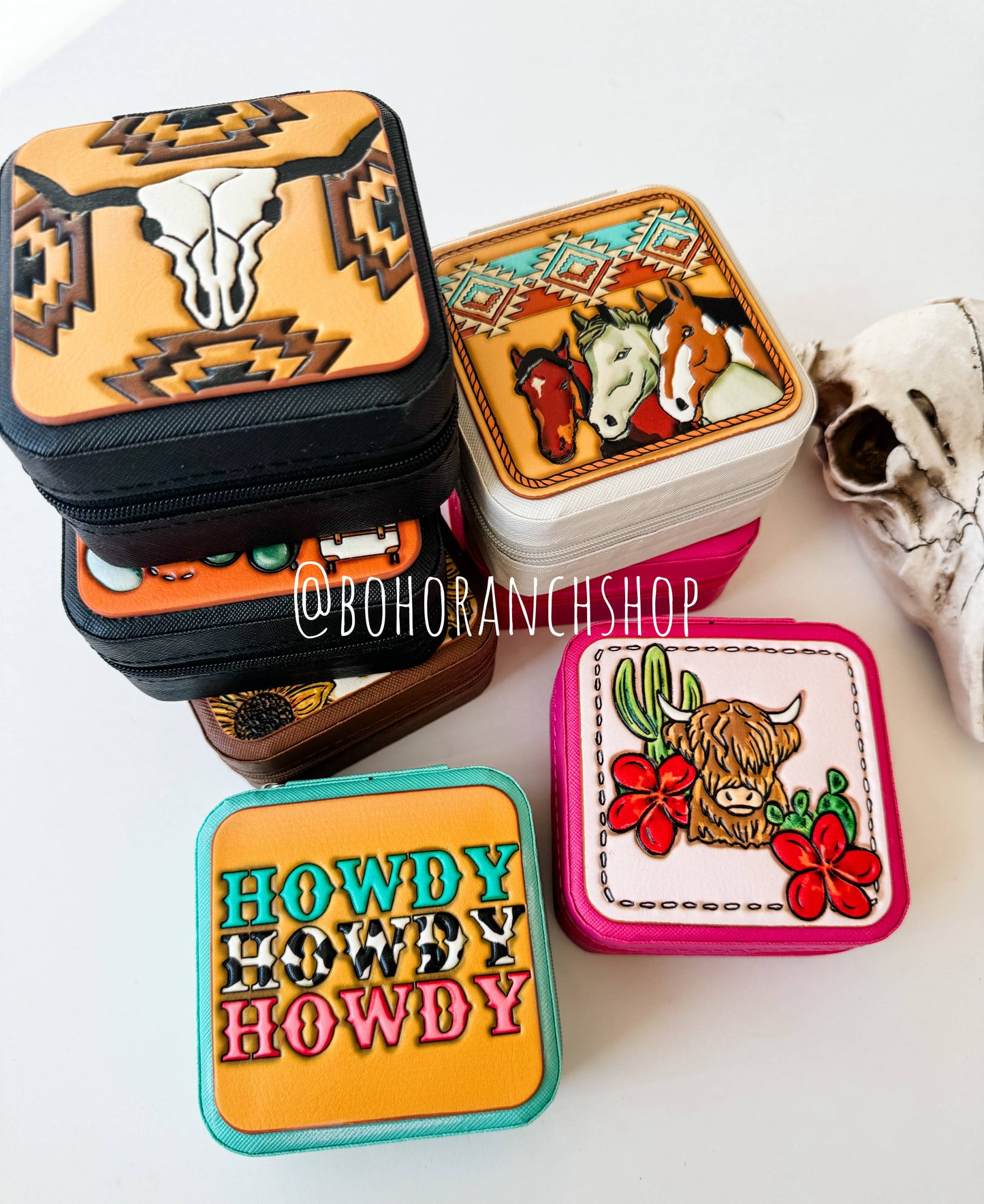 Boho Ranch Shop - Western Mini Jewelry Storage Travel Box - 2 - HORSES
