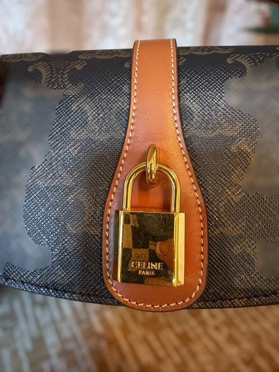 Celine Triomphe Canvas & Leather Clutch on Strap