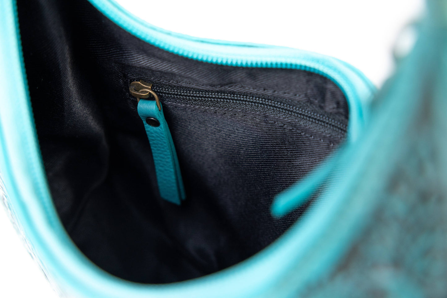 Turquoise Half-Moon Leather Shoulder Bag