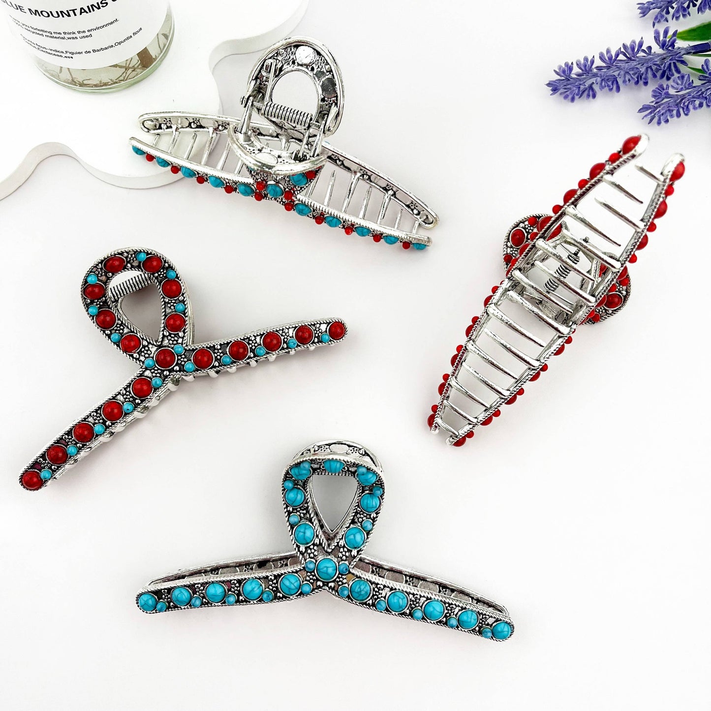 mildstyles - Vintage Fashion Agate Metal Hair Claw Clip - Blue