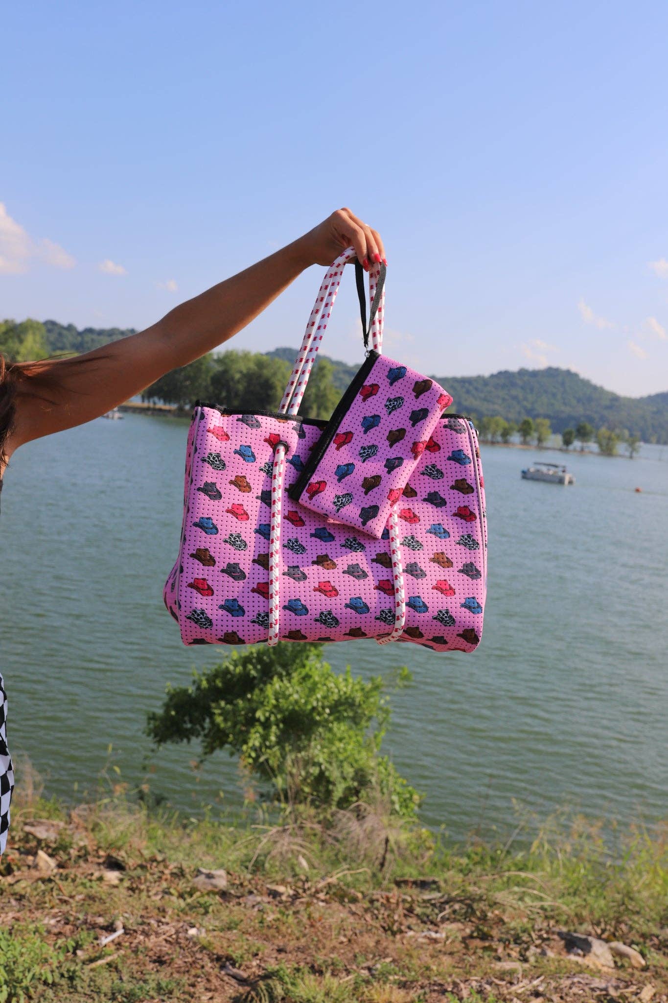 The Front Porch Label - Large Tote in Pink Cowboy Hat