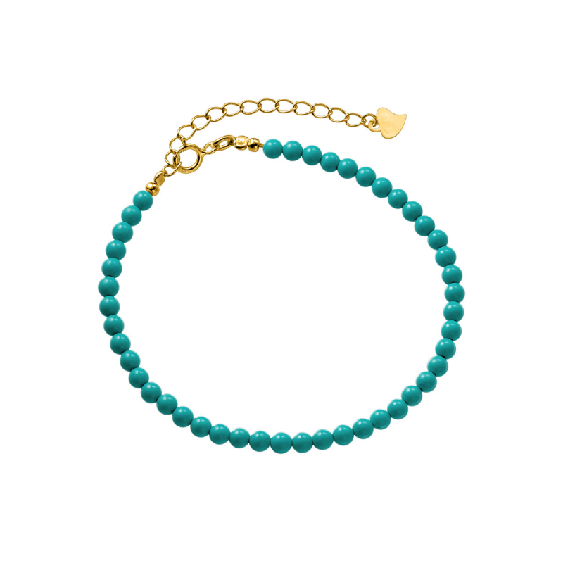 Perimade & Co. LLC - Blue Turquoise Bead Stacking Bracelet in 925 Sterling Silver - 3mm