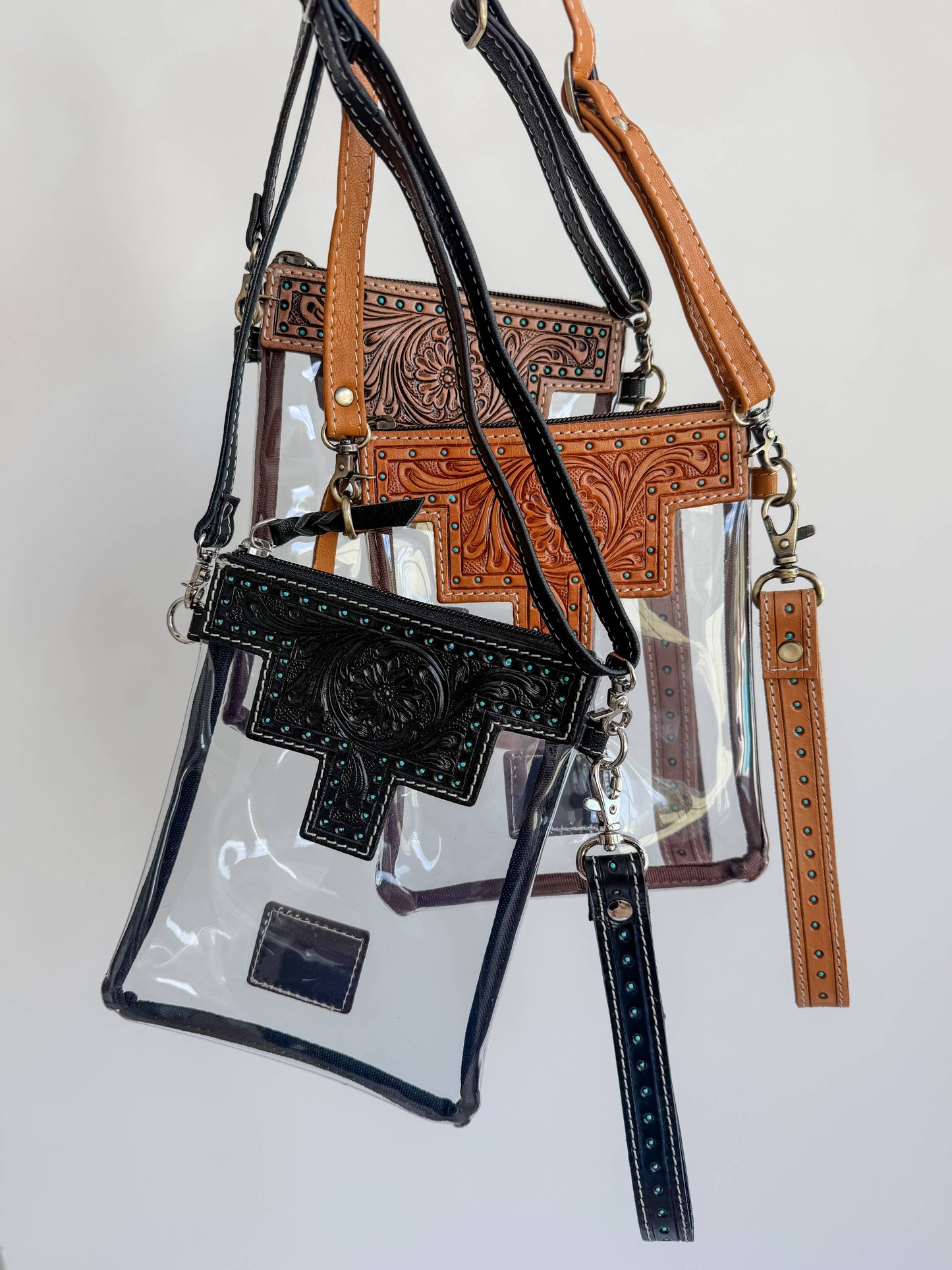 Boho Ranch Shop - SHAYNE SMALL - Hand Tooled Clear Crossbody Concert bag - Black