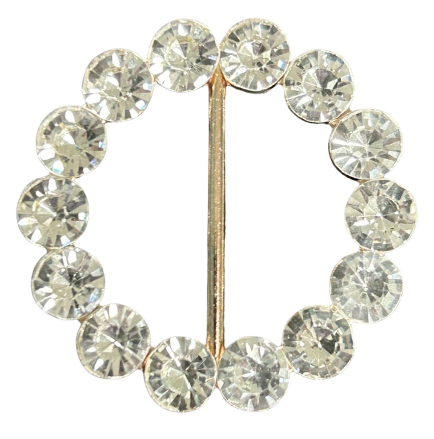 Tee Tie Round Gold with Blingy Clear Rhinestones