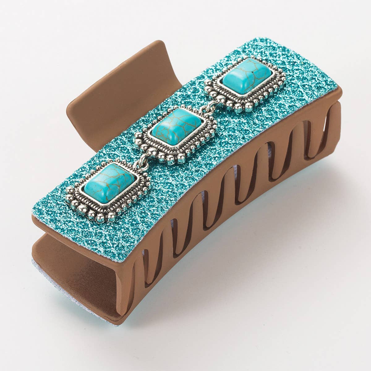 ACCITY - Antique Silver Turquoise Western Hair Claw_CWAHA1766 - White / (OS) 2