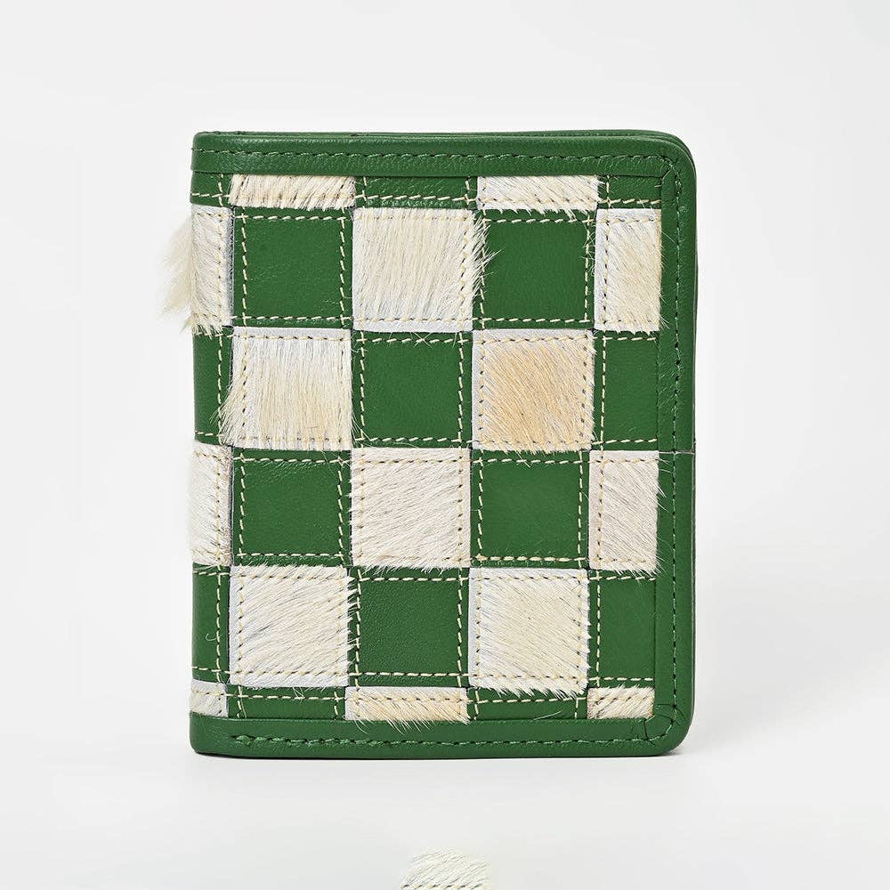 LS Western - ADBGM1095 American Darling Checkered Hair on Hide & Leather Bifold Wallet - ADBGM1095C