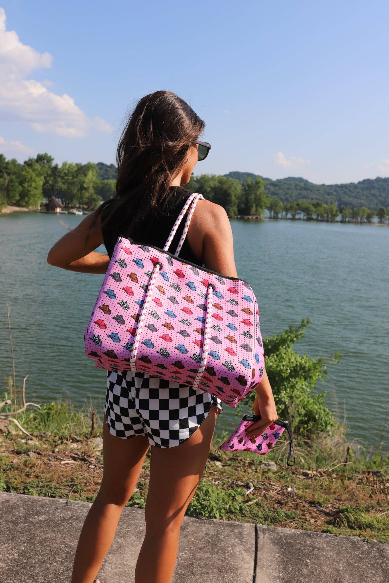 The Front Porch Label - Large Tote in Pink Cowboy Hat