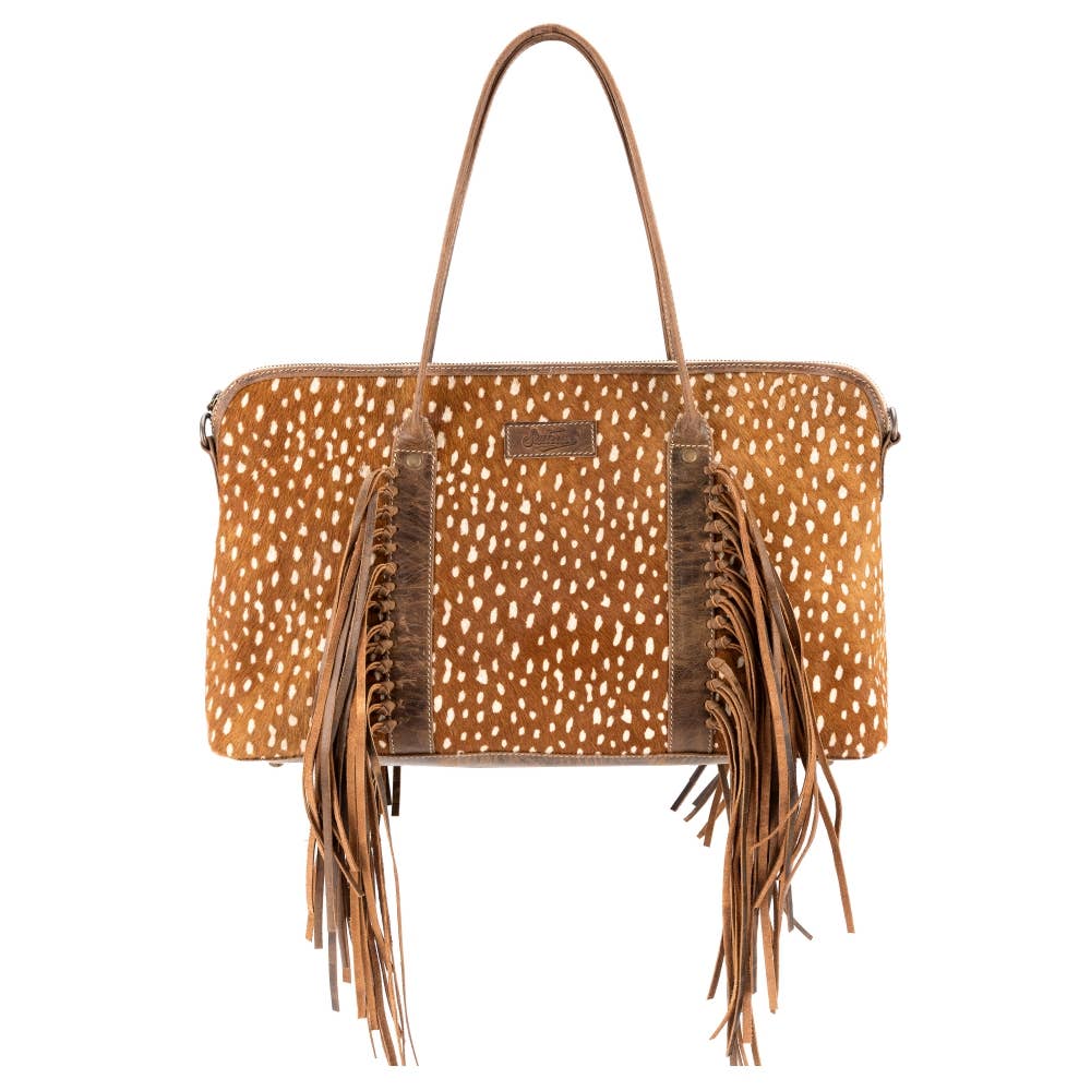 Full Grain Leather & Cowhide Weekender - Women's - Deer Print