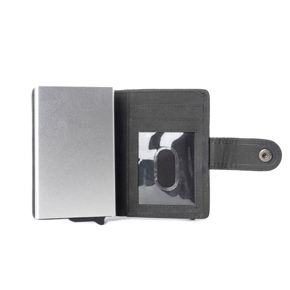 Myra Bag - Dune Star Hairon Leather Credit Card Holder in Black & White - Black & White