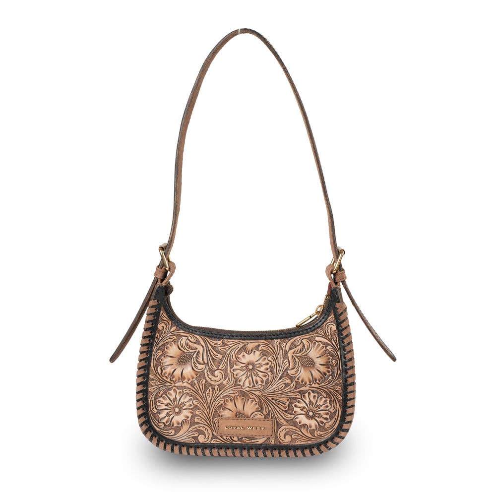 Myra Bag - Handtooled Dannia Medium Purse - Distressed Brown - Distressed Brown