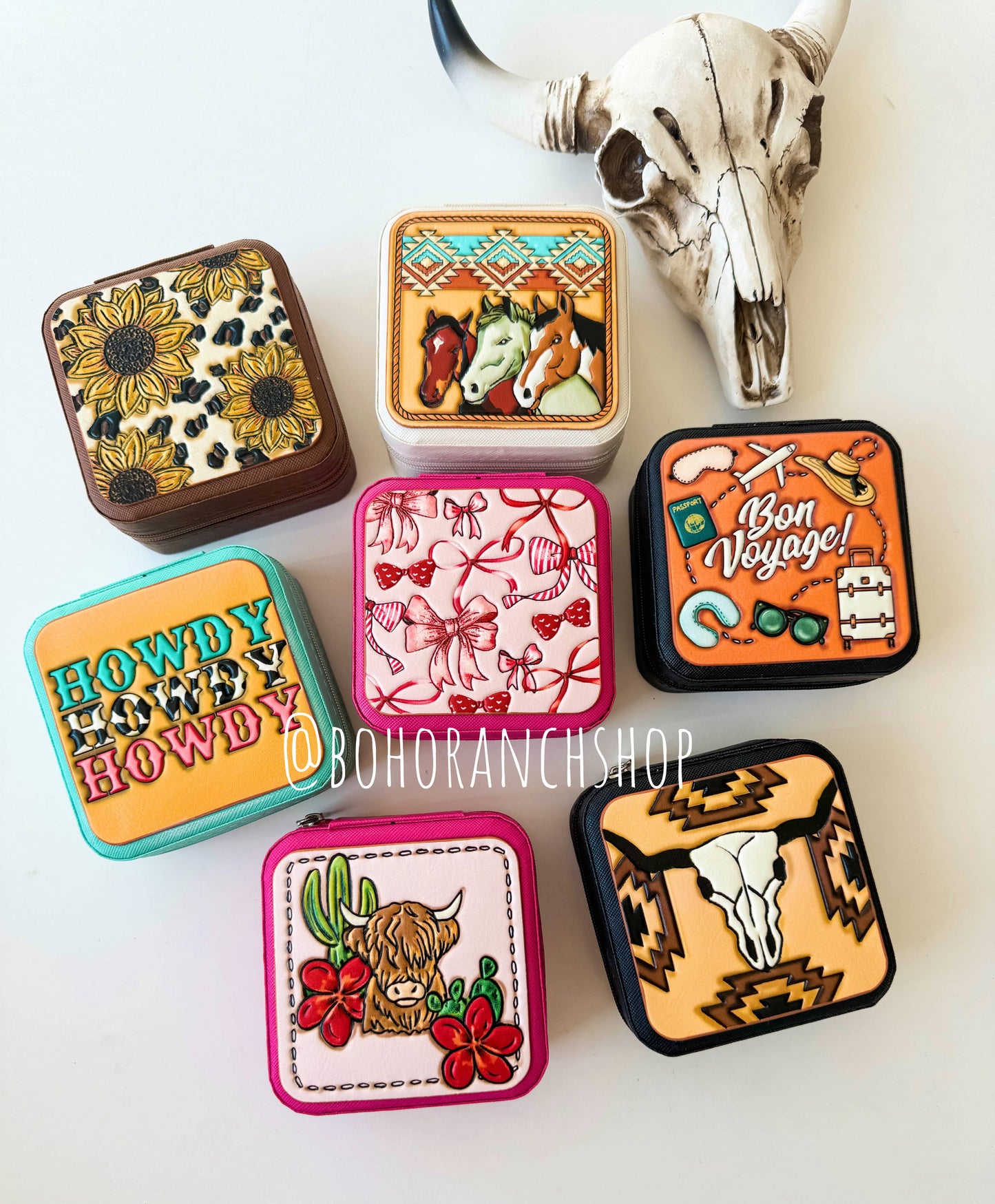 Boho Ranch Shop - Western Mini Jewelry Storage Travel Box - 1 - SKULL