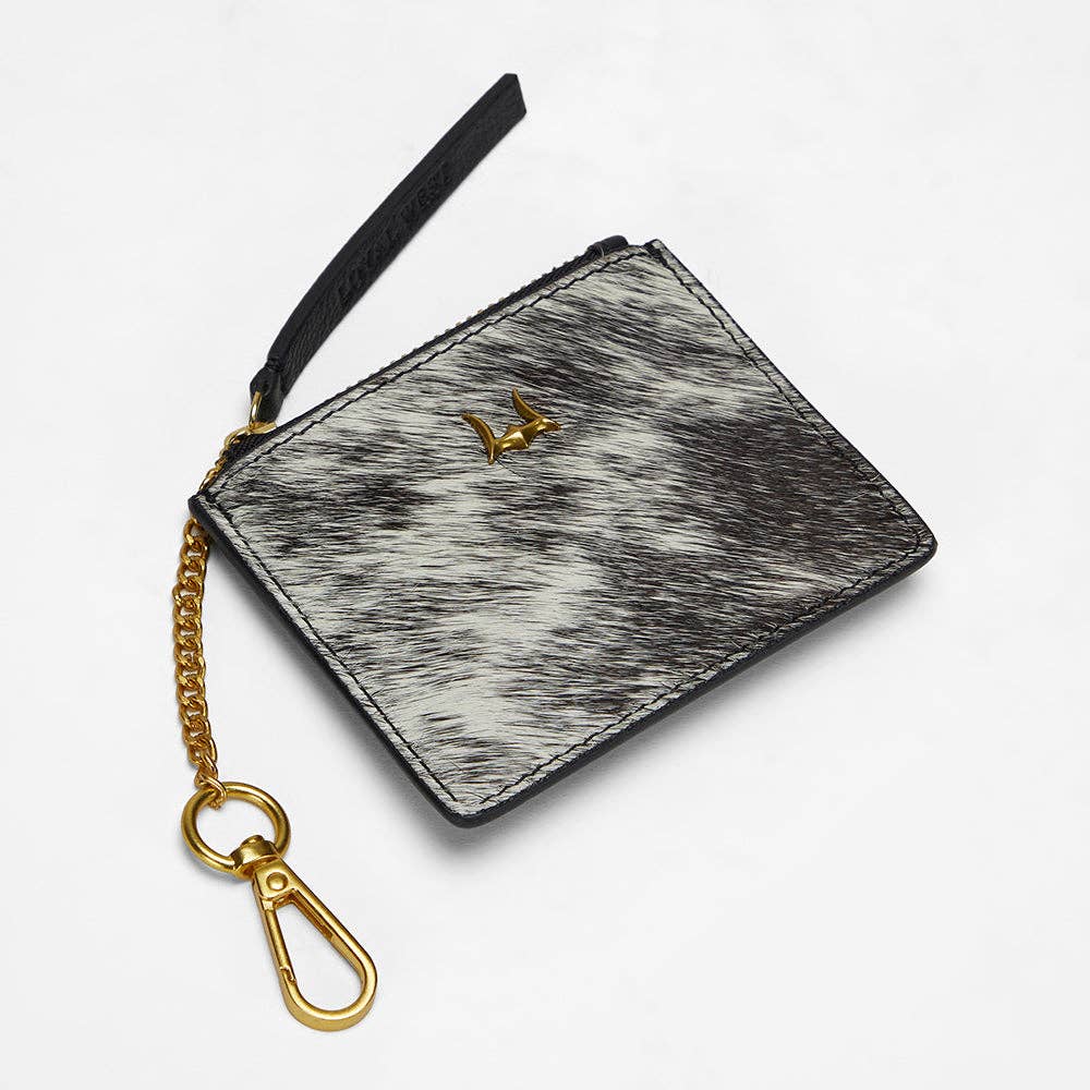 Myra Bag - Loyal West Sophia Credit Card Holder In Black & White Cowhide - Single