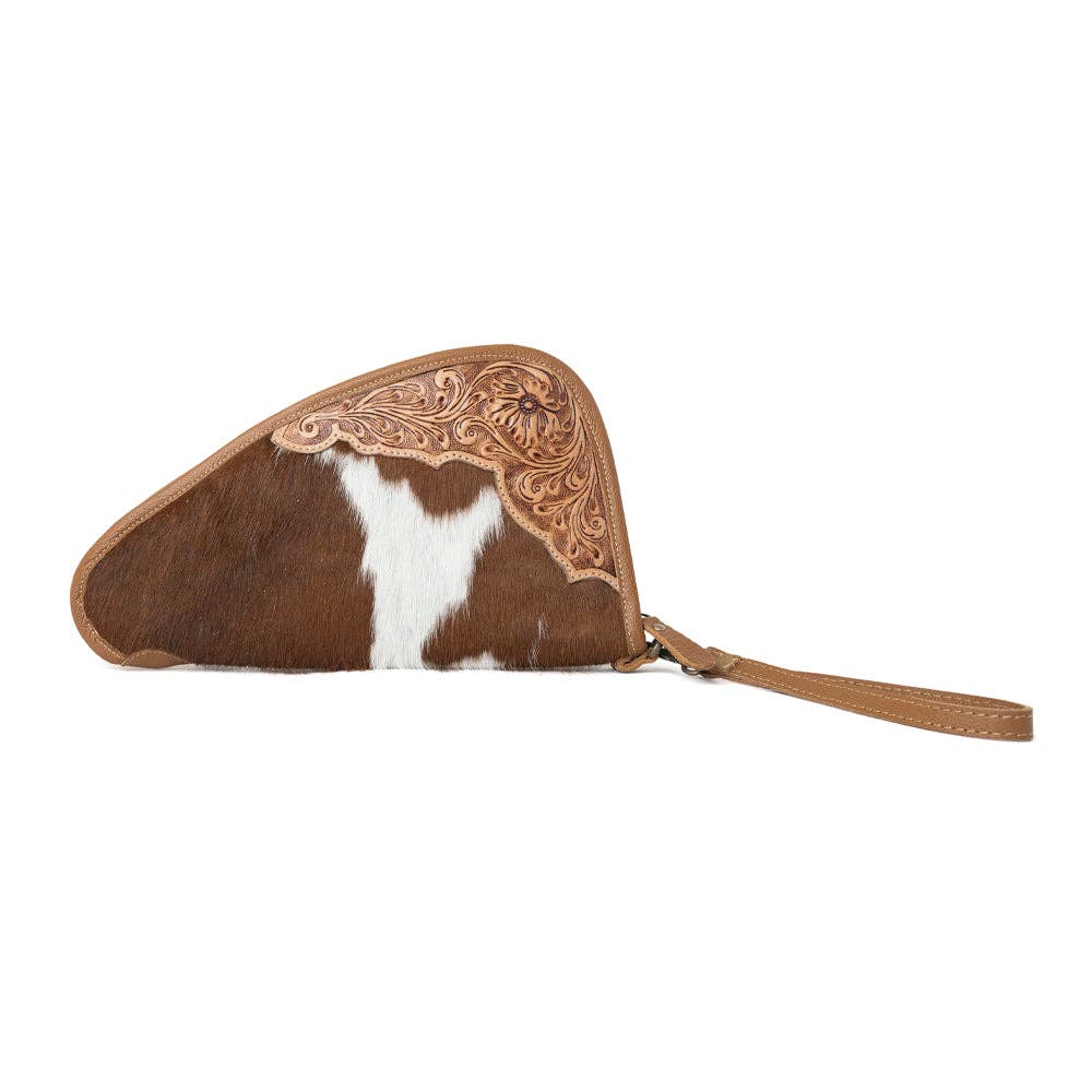 Myra Bag - Cinder Oak Handtooled Hairon Leather Gun Case in Sunlit Sand - Sunlit Sand