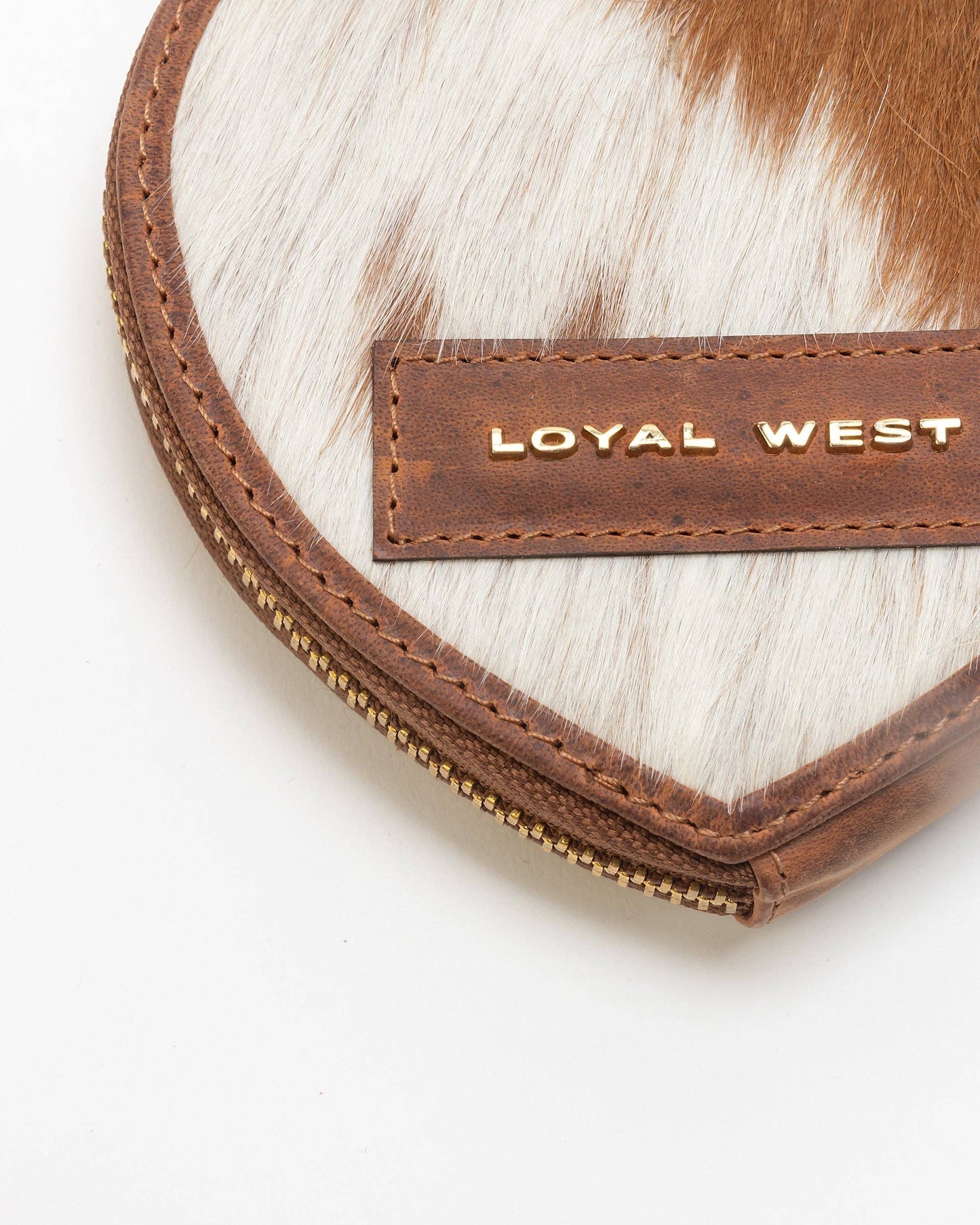 Myra Bag - Cupid Coin Pouch In Brown & White Cowhide