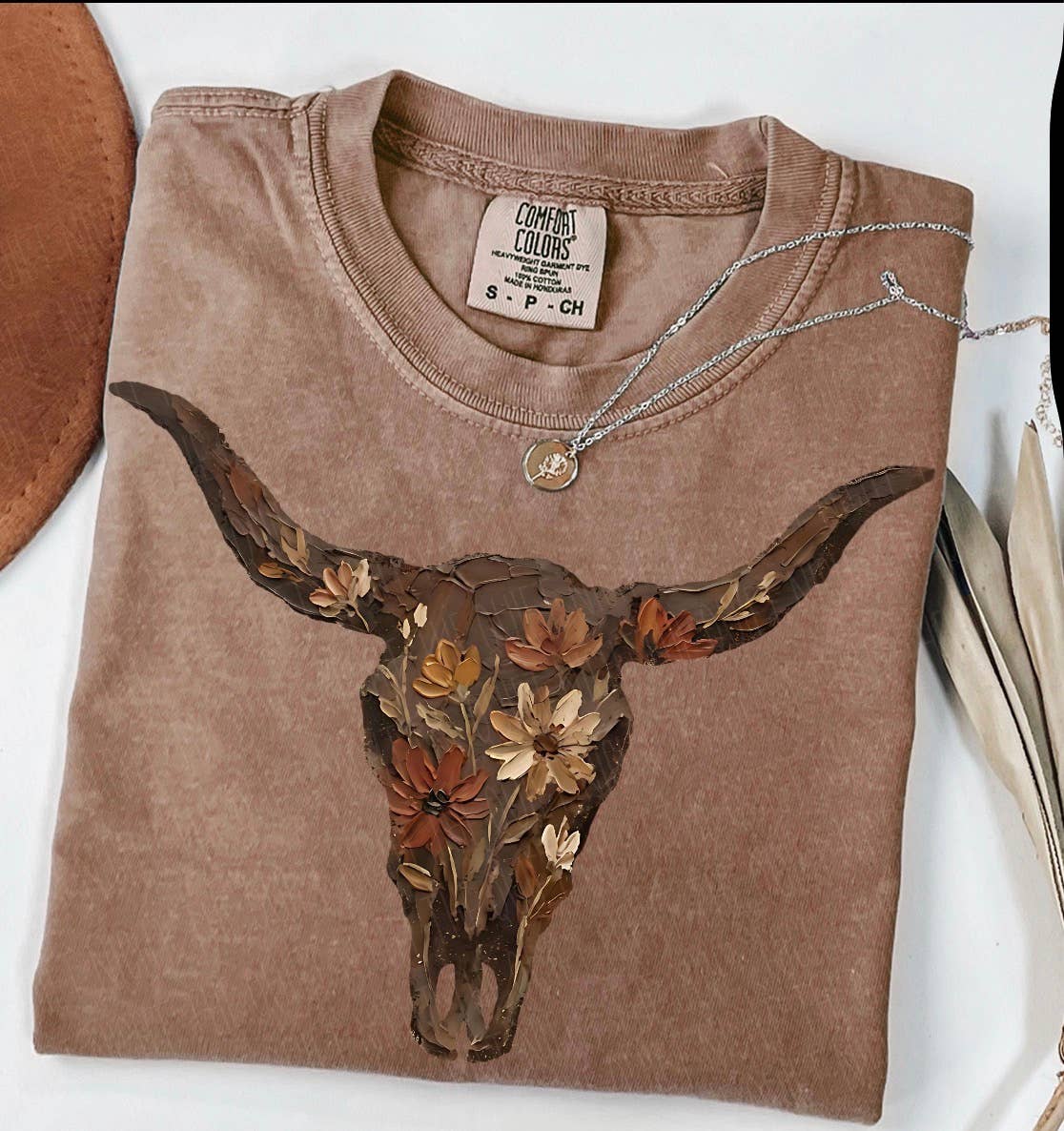 Branded By Barta - Lone Star Longhorn Fall Western Graphic Tee Espresso - Small