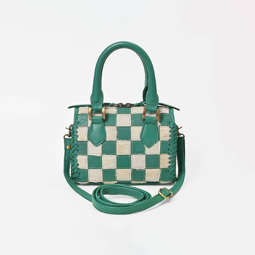 LS Western - ADBGM1087 American Darling Hair on Leather Woven Checkered Handbag