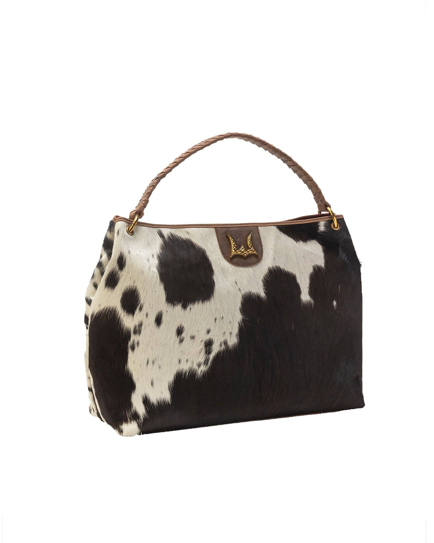 Loyal West - Lw Large Hobo Bag In Black & White Cowhide