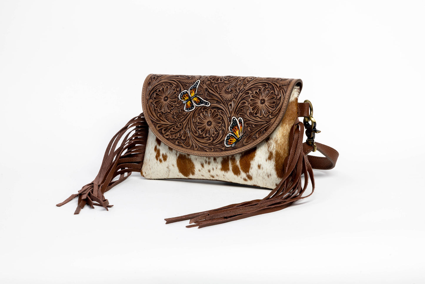 Leather Impressions Inc - Brown Western Shoulder Bag with Butterfly ABHB 18-25203