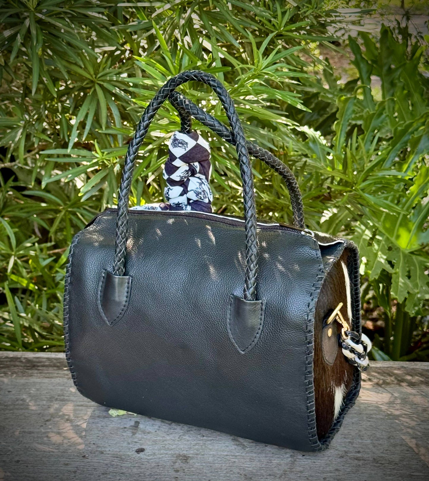 Southern Junkie Gypsy Boutique - Upcycled LV Cowhide Leather Speedy Crossbody Bag Western