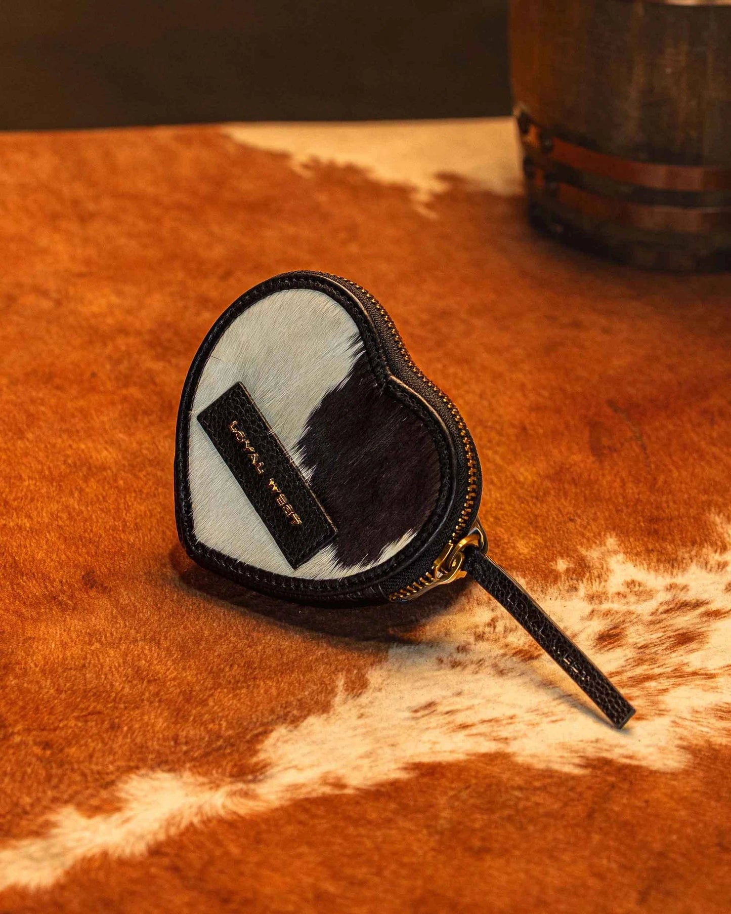Loyal West - Black & White Cowhide Cupid Coin Pouch