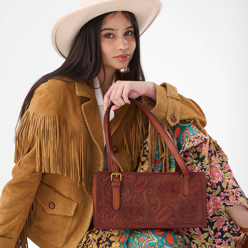 Myra Bag - Loyal West Mivva Handtooled Mini Bag - Soft Walnut Leather - Single